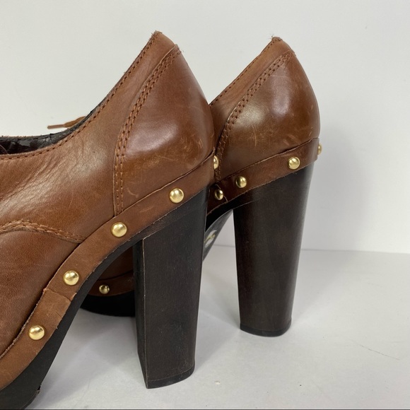 Vince Camuto Canasta Clog Booties Brown Leather Studded Lace Up Boho Hippie 5.5 - Picture 7 of 13